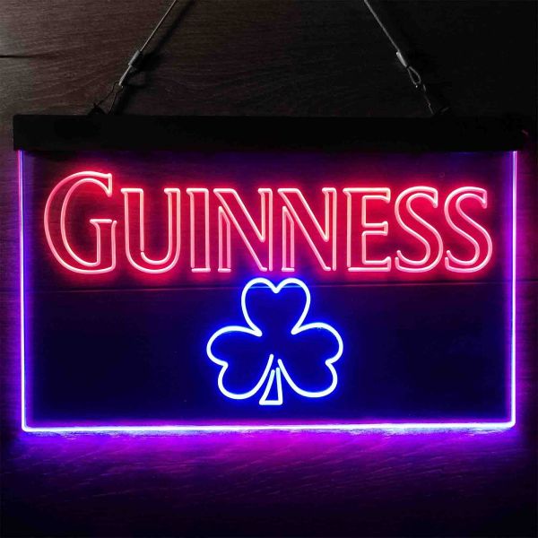 Guiness Shamrock Dual LED Neon Light Sign